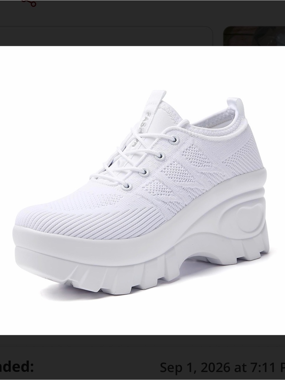 Women's White Platform Knit Lace-Up Sneakers